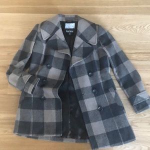 Kensie Grey & Taupe Plaid Jacket. Size L.